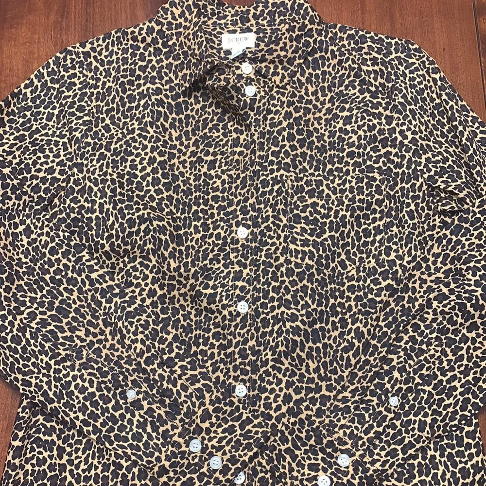 NWT J Crew leopard print long sleeve blouse S